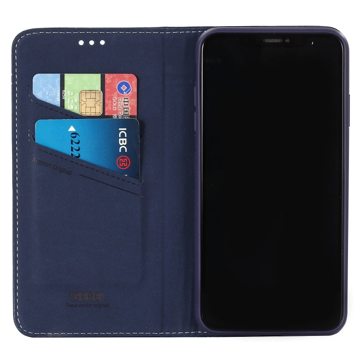 For iPhone XS Max GEBEI Top-grain Leather Horizontal Flip Protective Case with Holder & Card Slots