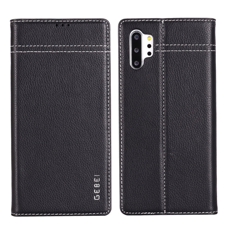 For Galaxy Note 10  GEBEI Top-grain Leather Horizontal Flip Protective Case with Holder & Card Slots