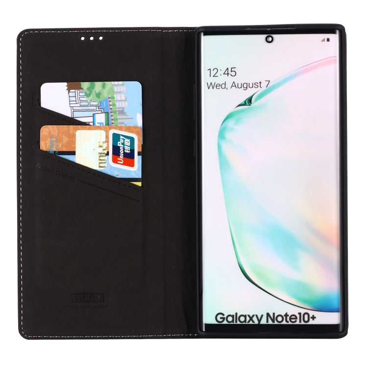 For Galaxy Note 10  GEBEI Top-grain Leather Horizontal Flip Protective Case with Holder & Card Slots