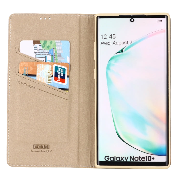 For Galaxy Note 10  GEBEI Top-grain Leather Horizontal Flip Protective Case with Holder & Card Slots