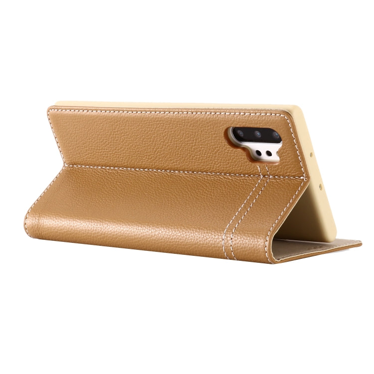For Galaxy Note 10  GEBEI Top-grain Leather Horizontal Flip Protective Case with Holder & Card Slots