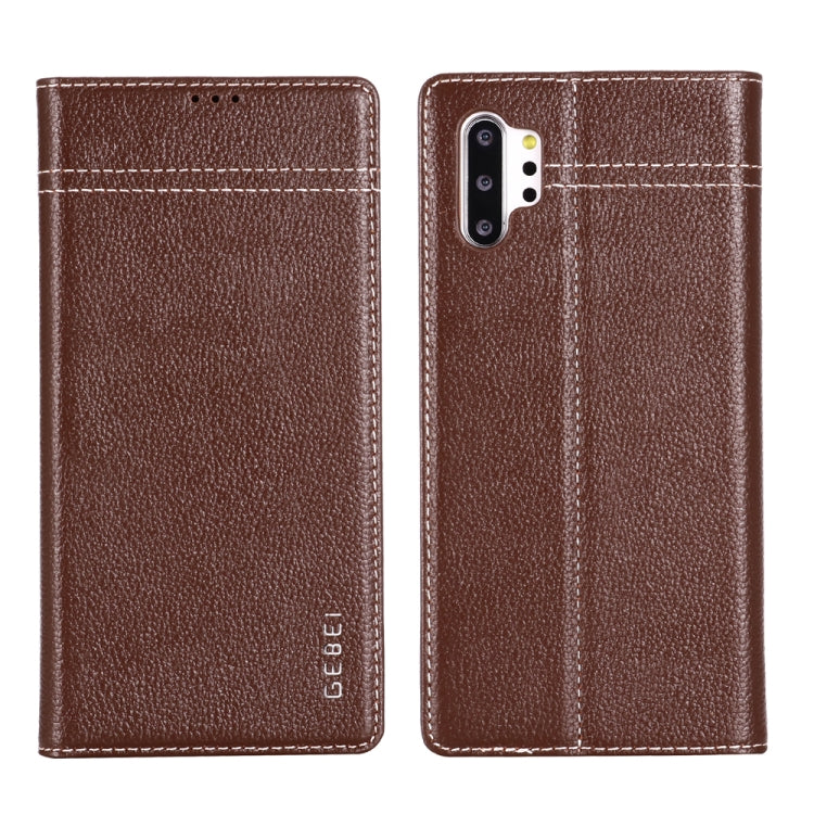 For Galaxy Note 10  GEBEI Top-grain Leather Horizontal Flip Protective Case with Holder & Card Slots