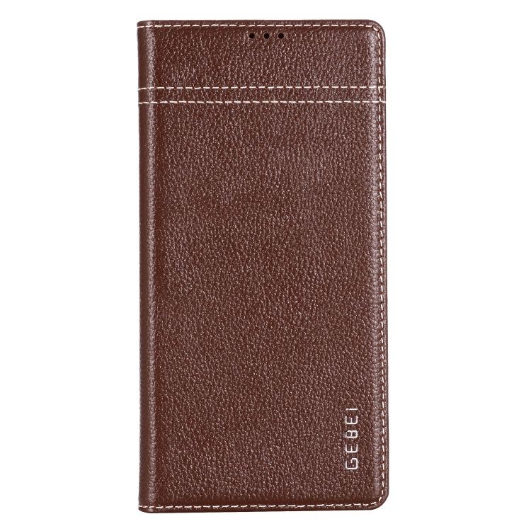 For Galaxy Note 10  GEBEI Top-grain Leather Horizontal Flip Protective Case with Holder & Card Slots