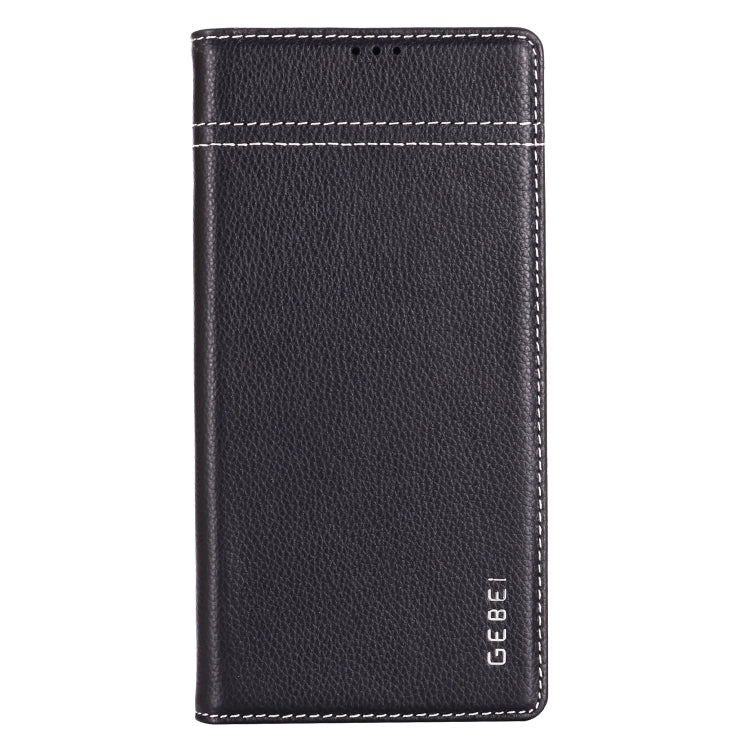 For Galaxy Note 10+ GEBEI Top-grain Leather Horizontal Flip Protective Case with Holder & Card Slots
