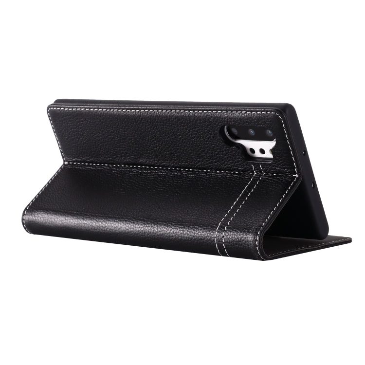 For Galaxy Note 10+ GEBEI Top-grain Leather Horizontal Flip Protective Case with Holder & Card Slots
