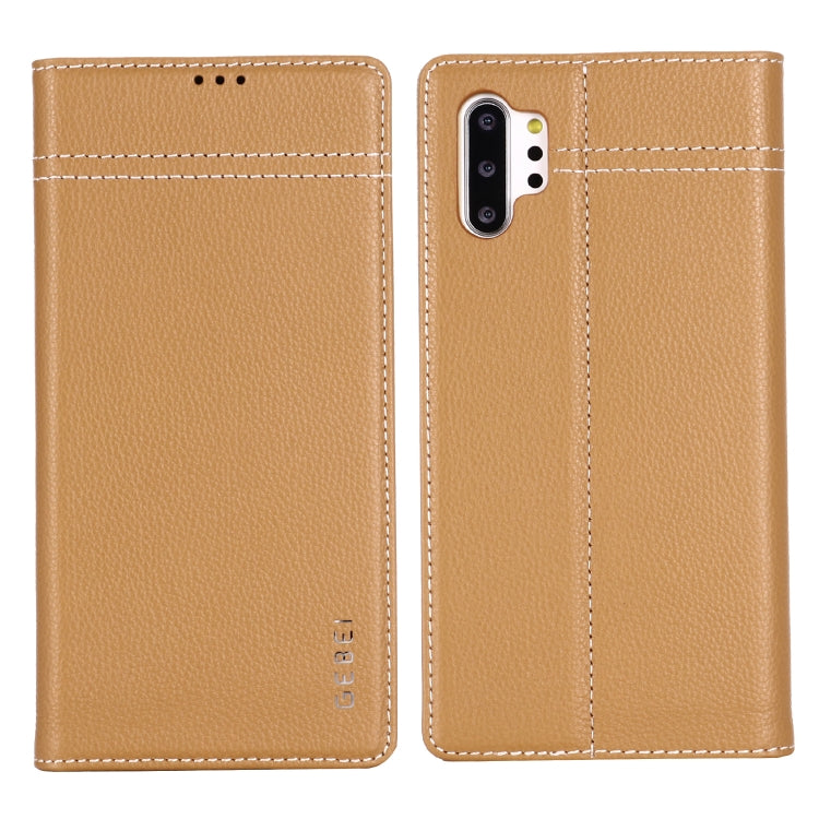 For Galaxy Note 10+ GEBEI Top-grain Leather Horizontal Flip Protective Case with Holder & Card Slots