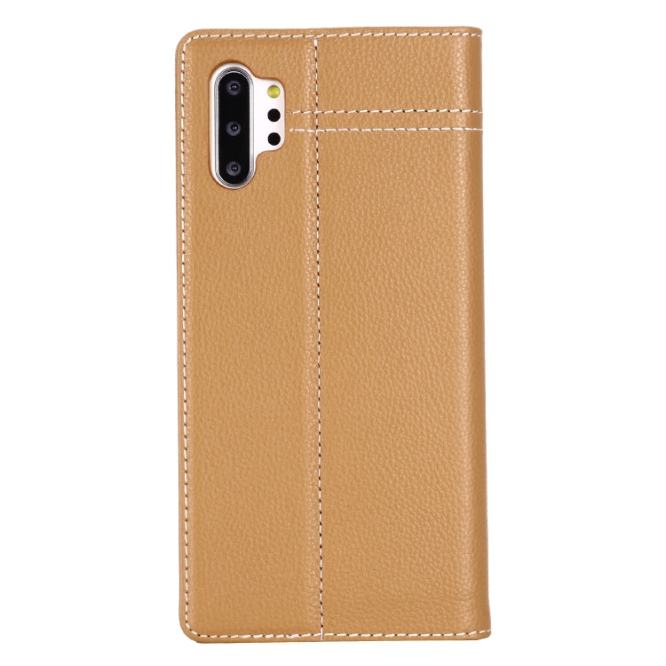 For Galaxy Note 10+ GEBEI Top-grain Leather Horizontal Flip Protective Case with Holder & Card Slots