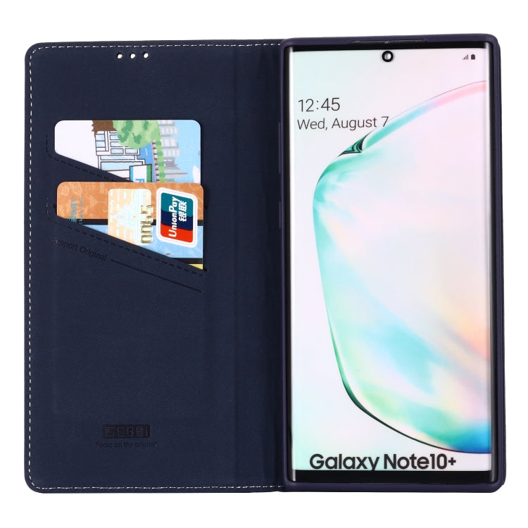 For Galaxy Note 10+ GEBEI Top-grain Leather Horizontal Flip Protective Case with Holder & Card Slots
