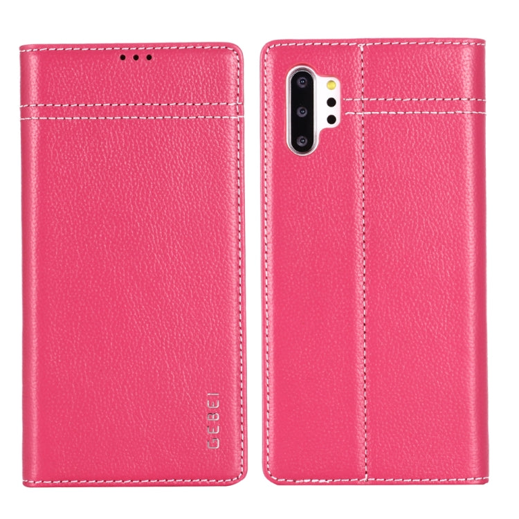 For Galaxy Note 10+ GEBEI Top-grain Leather Horizontal Flip Protective Case with Holder & Card Slots