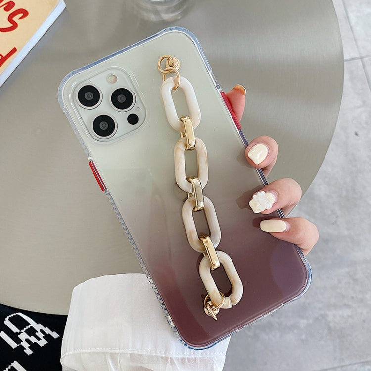 For iPhone 12 / 12 Pro Gradient + Oval Ring Bracelet TPU Phone Protective Case