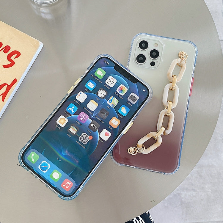 For iPhone 12 / 12 Pro Gradient + Oval Ring Bracelet TPU Phone Protective Case