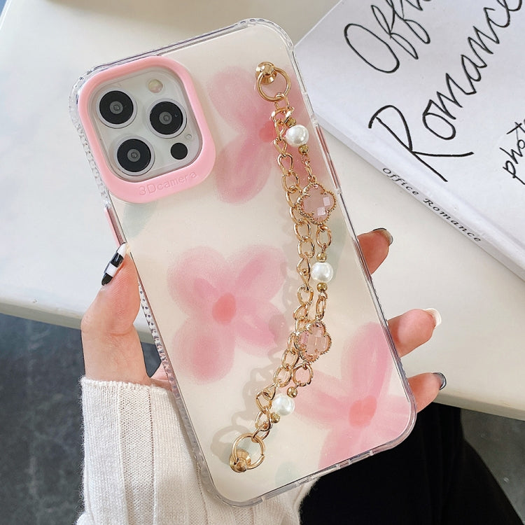 For iPhone 12 mini Flower Pattern + Bracelet TPU Phone Protective Case
