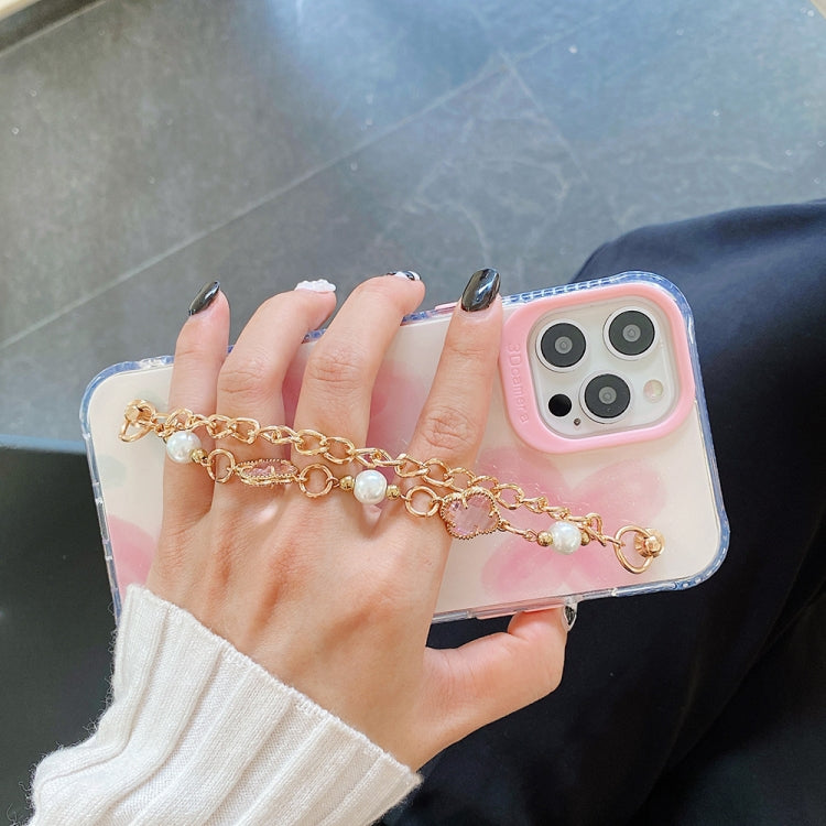 For iPhone 12 mini Flower Pattern + Bracelet TPU Phone Protective Case