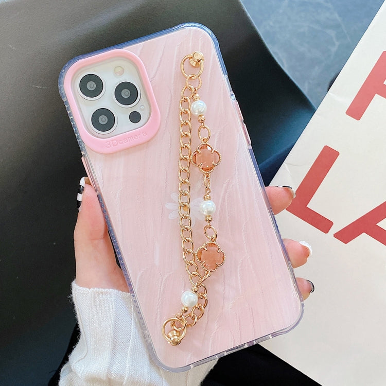 For iPhone 12 / 12 Pro Flower Pattern + Bracelet TPU Phone Protective Case