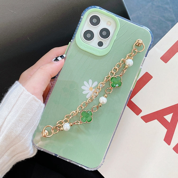 For iPhone 12 Pro Max Flower Pattern + Bracelet TPU Phone Protective Case