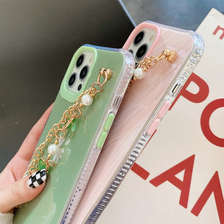 For iPhone 12 Pro Max Flower Pattern + Bracelet TPU Phone Protective Case