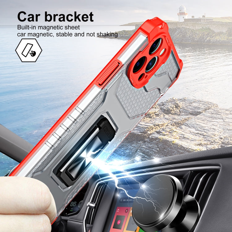 For iPhone 12 Pro Armor Clear PC + TPU Shockproof Case with Metal Ring Holder