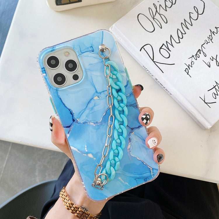 For iPhone 12 Pro Max Azure Stone Pattern + Bracelet TPU Phone Protective Case