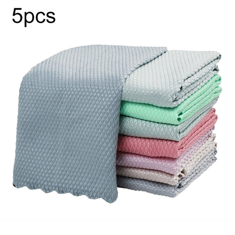 5 PCS Non-Marking And Easy-To-Dry Fish Scale Rags Kitchen Cleaning Towels, Random Color Delivery, Specification: 25x25cm(Bulk, No Packaging)