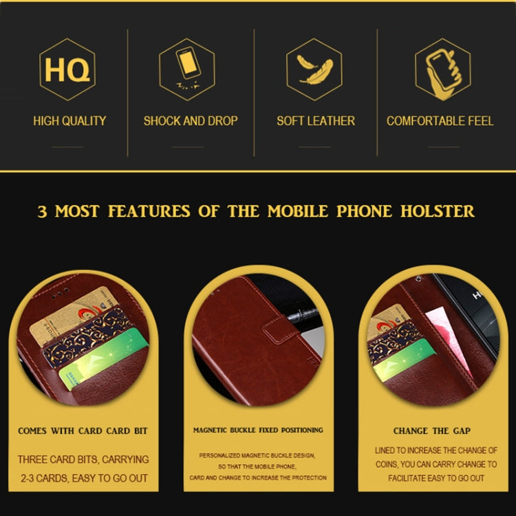 For iPhone 13 idewei Crazy Horse Texture Horizontal Flip Leather Case with Holder & Card Slots & Wallet