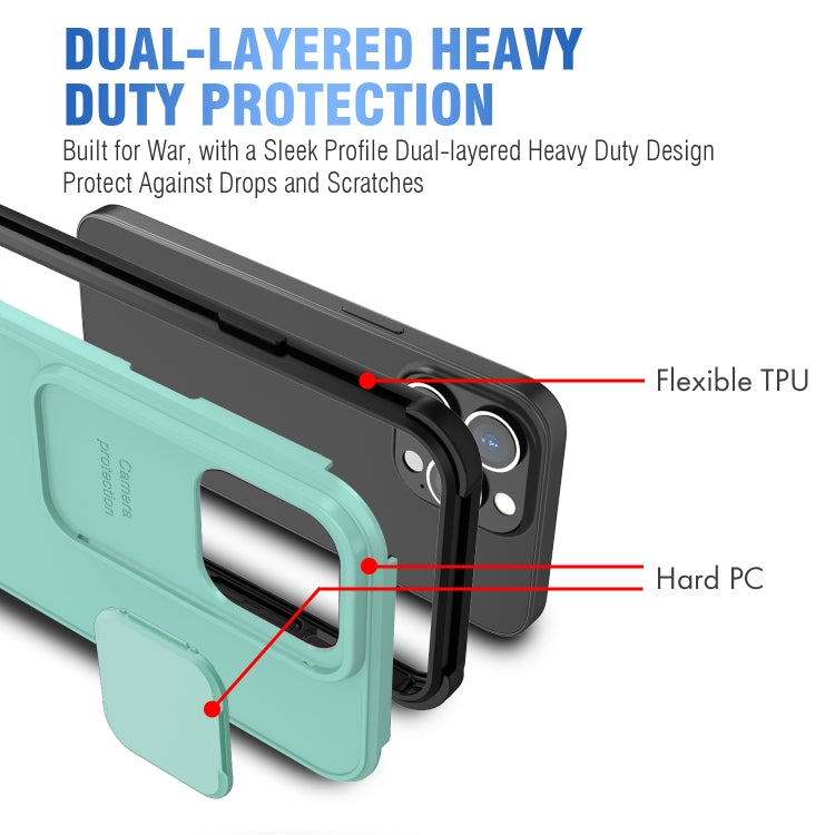 For iPhone 13 Up and Down Sliding Camera Cover Design Shockproof TPU + PC Protective Case