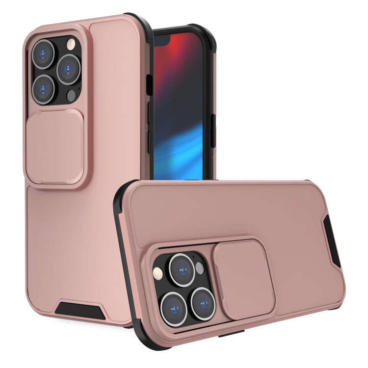 For iPhone 13 Up and Down Sliding Camera Cover Design Shockproof TPU + PC Protective Case