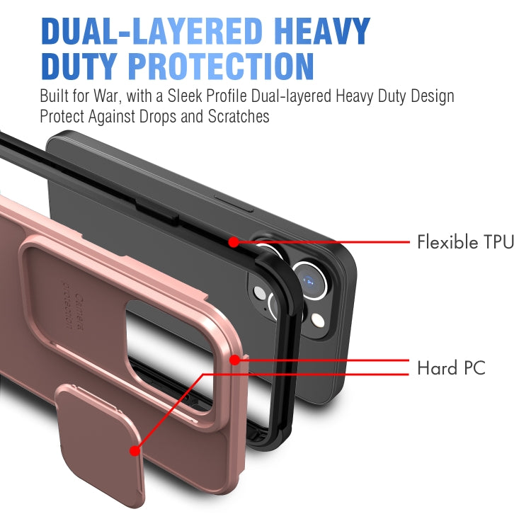 For iPhone 13 Up and Down Sliding Camera Cover Design Shockproof TPU + PC Protective Case
