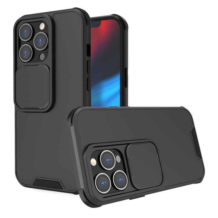 For iPhone 13 Pro Up and Down Sliding Camera Cover Design Shockproof TPU + PC Protective Case