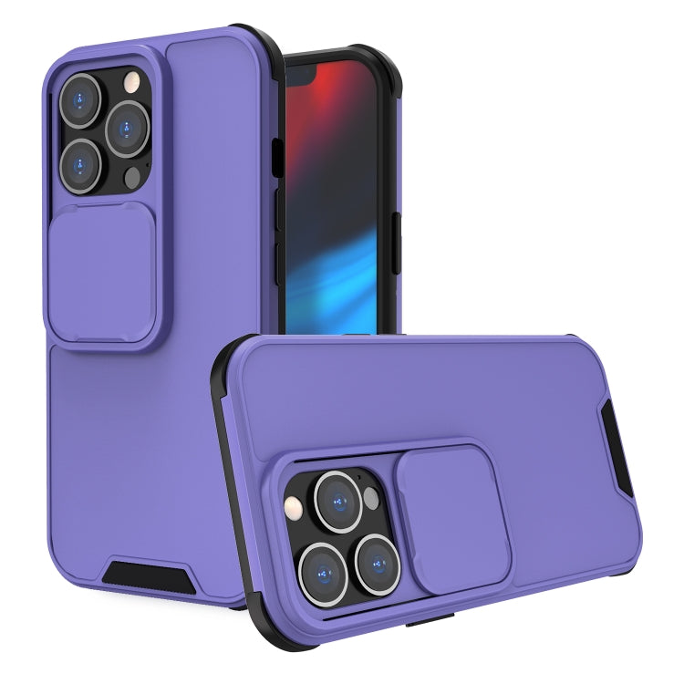 For iPhone 13 Pro Up and Down Sliding Camera Cover Design Shockproof TPU + PC Protective Case