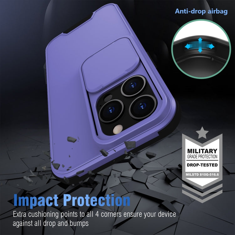 For iPhone 13 Pro Up and Down Sliding Camera Cover Design Shockproof TPU + PC Protective Case