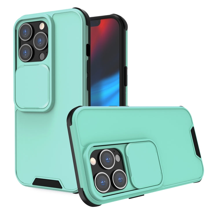 For iPhone 13 Pro Max Up and Down Sliding Camera Cover Design Shockproof TPU + PC Protective Case