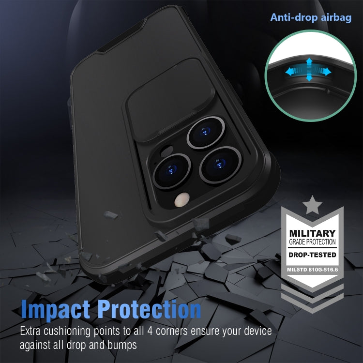 For iPhone 13 Pro Max Up and Down Sliding Camera Cover Design Shockproof TPU + PC Protective Case