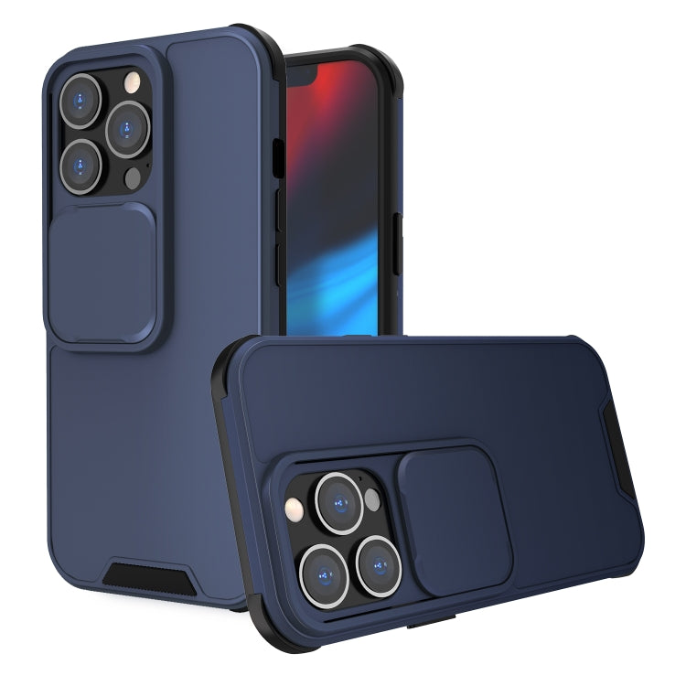 For iPhone 13 Pro Max Up and Down Sliding Camera Cover Design Shockproof TPU + PC Protective Case