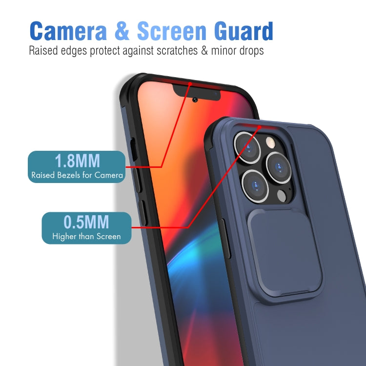 For iPhone 13 Pro Max Up and Down Sliding Camera Cover Design Shockproof TPU + PC Protective Case