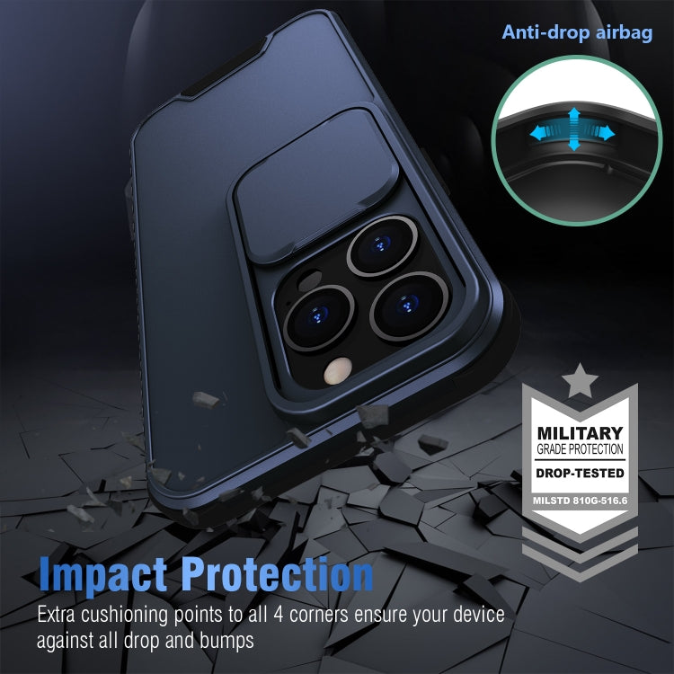 For iPhone 13 Pro Max Up and Down Sliding Camera Cover Design Shockproof TPU + PC Protective Case