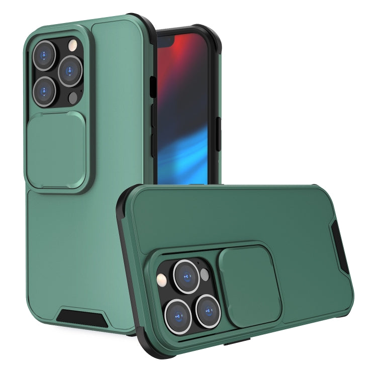 For iPhone 13 Pro Max Up and Down Sliding Camera Cover Design Shockproof TPU + PC Protective Case
