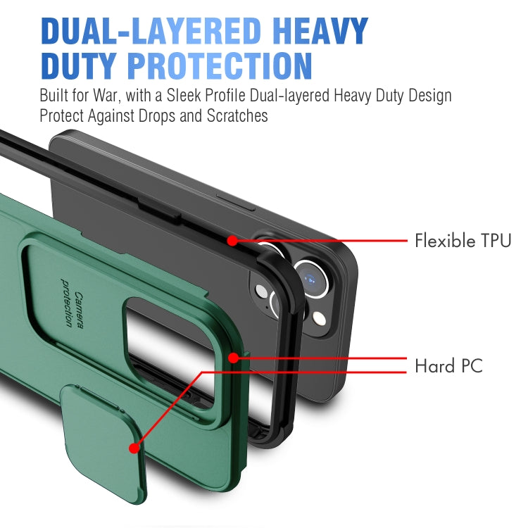 For iPhone 13 Pro Max Up and Down Sliding Camera Cover Design Shockproof TPU + PC Protective Case