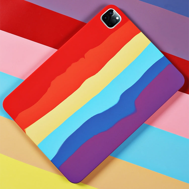 For iPad Pro 11 inch 2020 Rainbow Liquid Silicone + PC Shockproof Protective Tablet Case