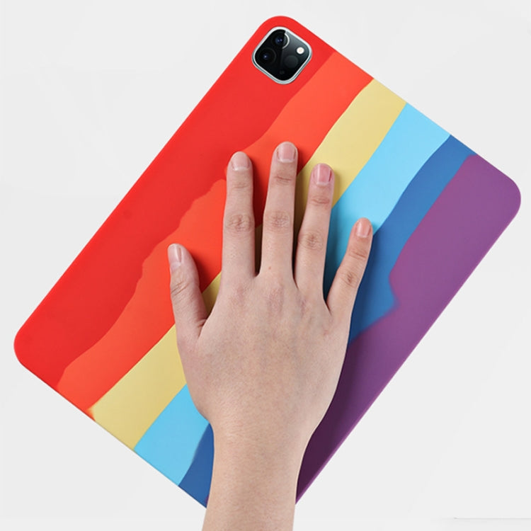 For iPad Pro 11 inch 2020 Rainbow Liquid Silicone + PC Shockproof Protective Tablet Case