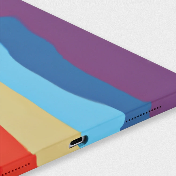 For iPad Pro 11 inch 2020 Rainbow Liquid Silicone + PC Shockproof Protective Tablet Case