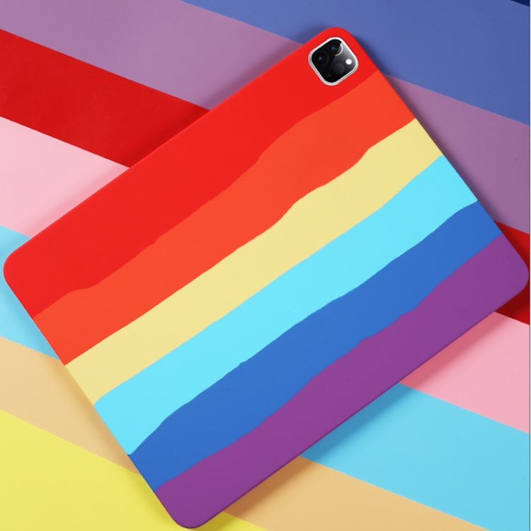 For iPad Pro 12.9 inch 2020 Rainbow Liquid Silicone + PC Shockproof Protective Tablet Case