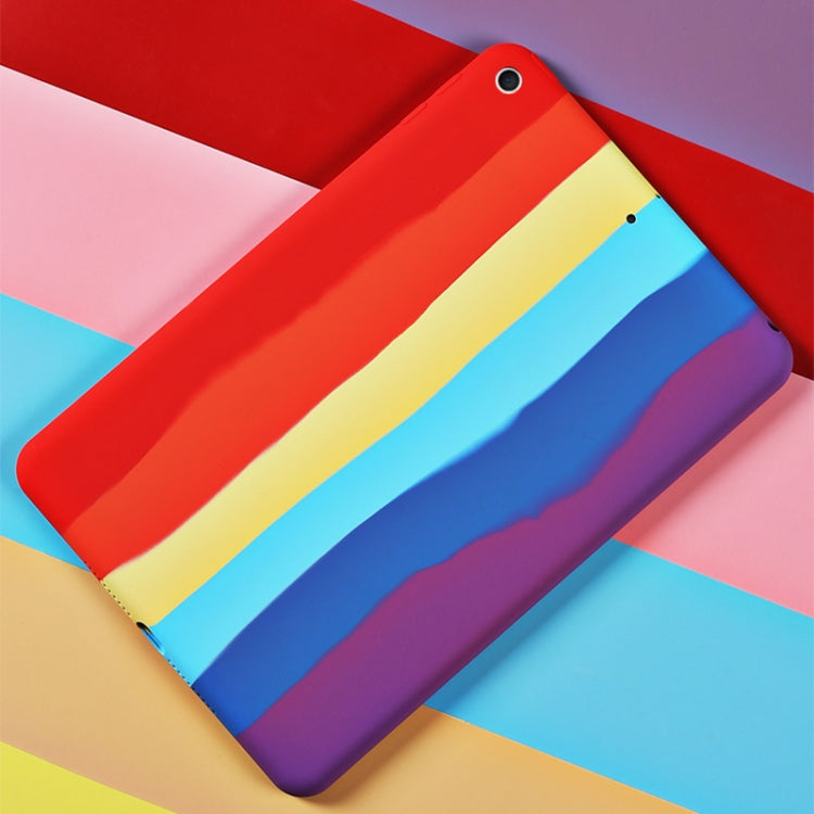 Rainbow Liquid Silicone + PC Shockproof Protective Case For iPad mini 5