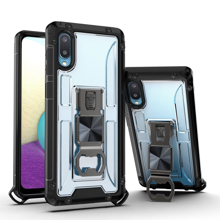 PC + TPU Shockproof Protective Case with Corkscrew Holder For Samsung Galaxy A02