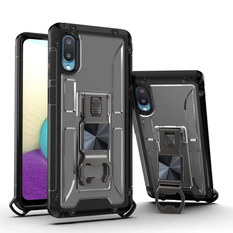 PC + TPU Shockproof Protective Case with Corkscrew Holder For Samsung Galaxy A02