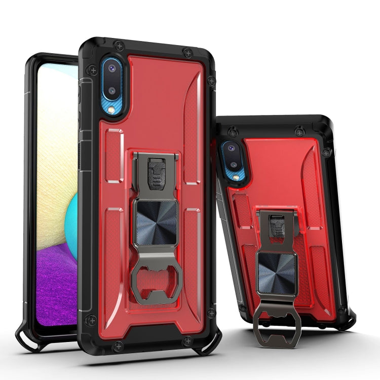 PC + TPU Shockproof Protective Case with Corkscrew Holder For Samsung Galaxy A02