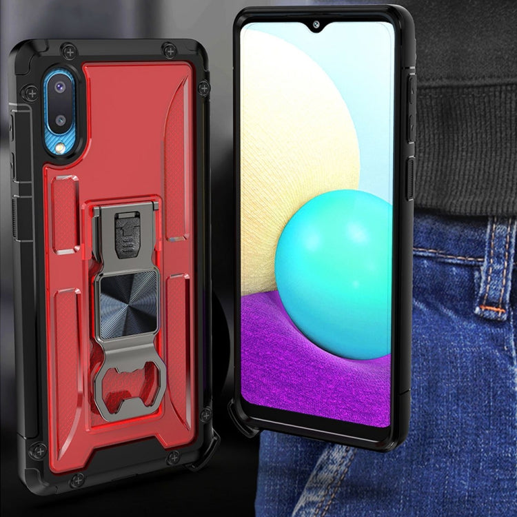 PC + TPU Shockproof Protective Case with Corkscrew Holder For Samsung Galaxy A02