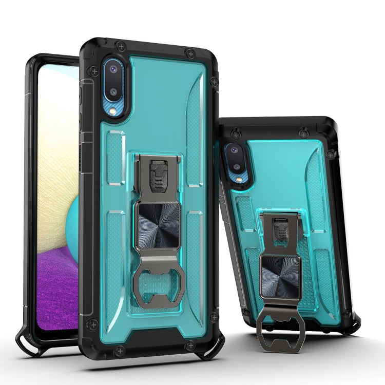 PC + TPU Shockproof Protective Case with Corkscrew Holder For Samsung Galaxy A02