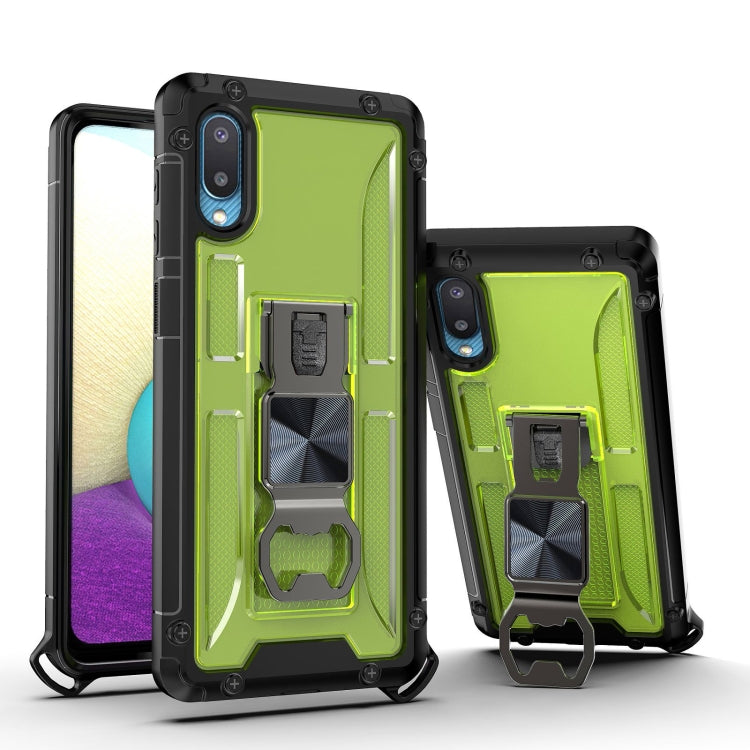 PC + TPU Shockproof Protective Case with Corkscrew Holder For Samsung Galaxy A02