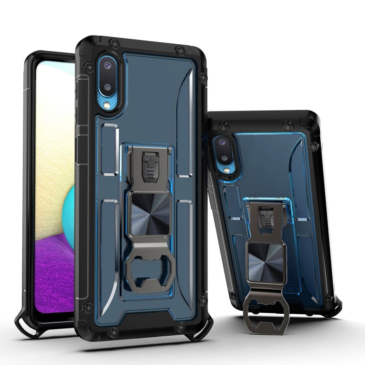PC + TPU Shockproof Protective Case with Corkscrew Holder For Samsung Galaxy A02