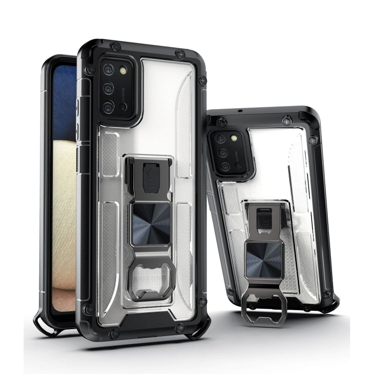 PC + TPU Shockproof Protective Case with Corkscrew Holder For Samsung Galaxy A02s